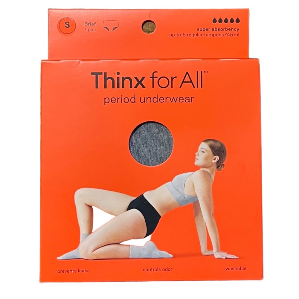 Thinx for All Period Underwear Brief Women’s Size S Gray New